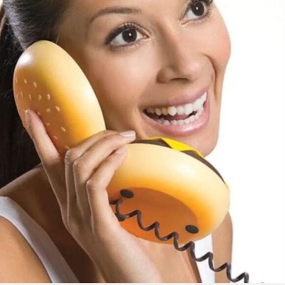 Hamburger Shape Cheeseburger Burger Telephone Novelty Home Corded Phone Gift US - Picture 4 of 8